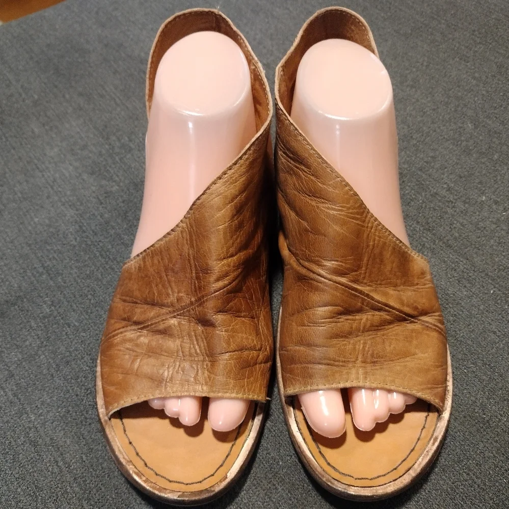 FREE PEOPLE D'orsay Distressed Leather Sandals Shoes - Picture 11 of 11